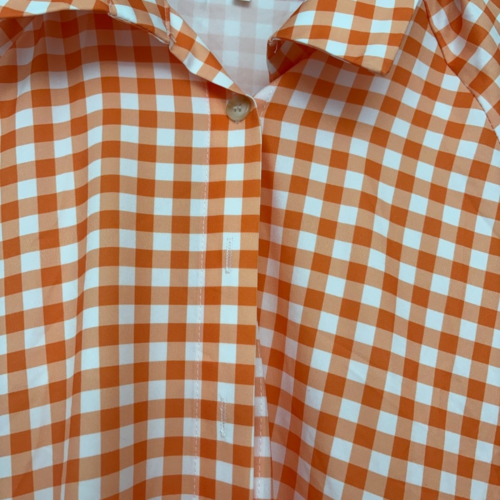 Orange Gingham Checkered Dress - Picture 2 of 4